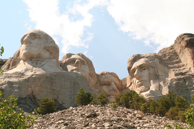 Trip (236).JPG - Mount Rushmore National Memorial is a sculpture carved into the granite face of Mount Rushmore by Gutzon Borglum and his son, Lincoln Borglum.  Mount Rushmore features 60-foot sculptures of the heads of four United States presidents: George Washington (1732–1799), Thomas Jefferson (1743–1826), Theodore Roosevelt (1858–1919), and Abraham Lincoln (1809–1865).